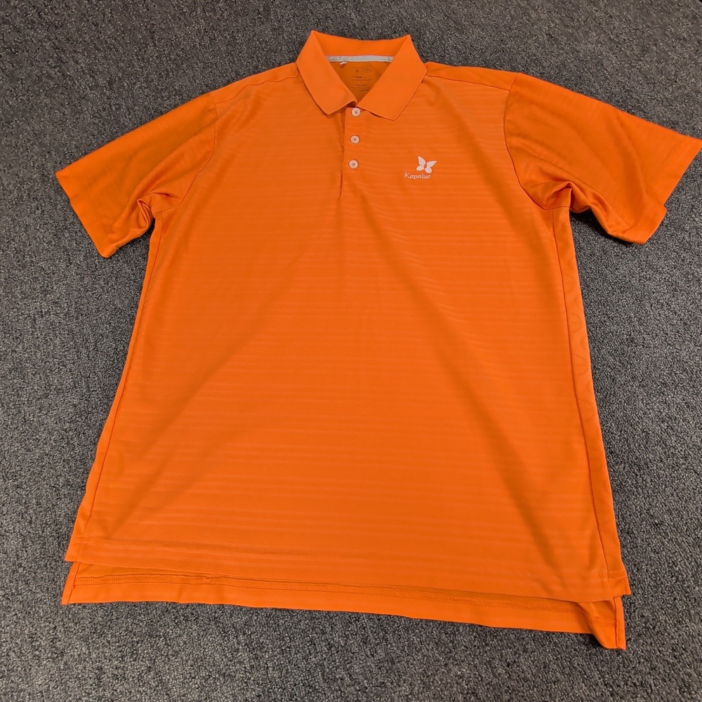 Adidas Mens Golf Polo Shirt Large Polyester Orange Kapalua Butterfly ClimaCool L — photo 2